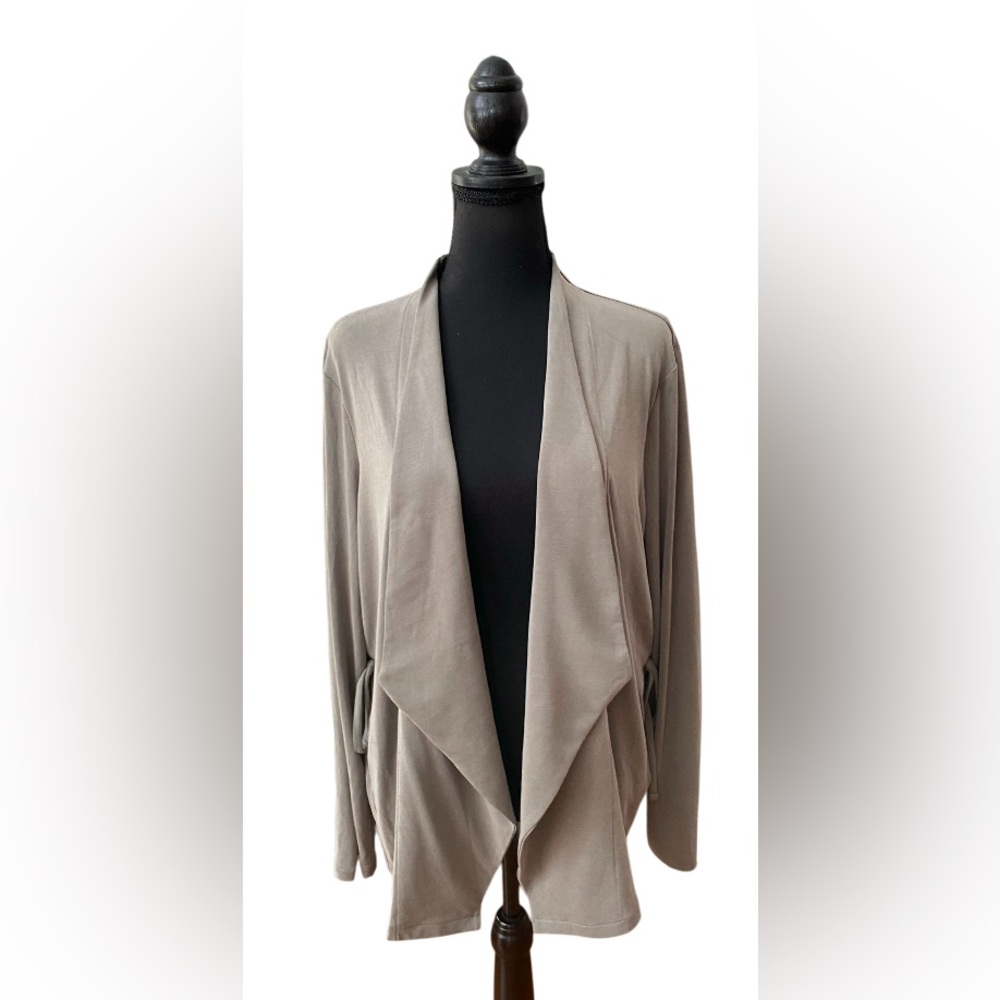 Express: Light Olive Green Cardigan Modal Sweater with Adjustable Ties
